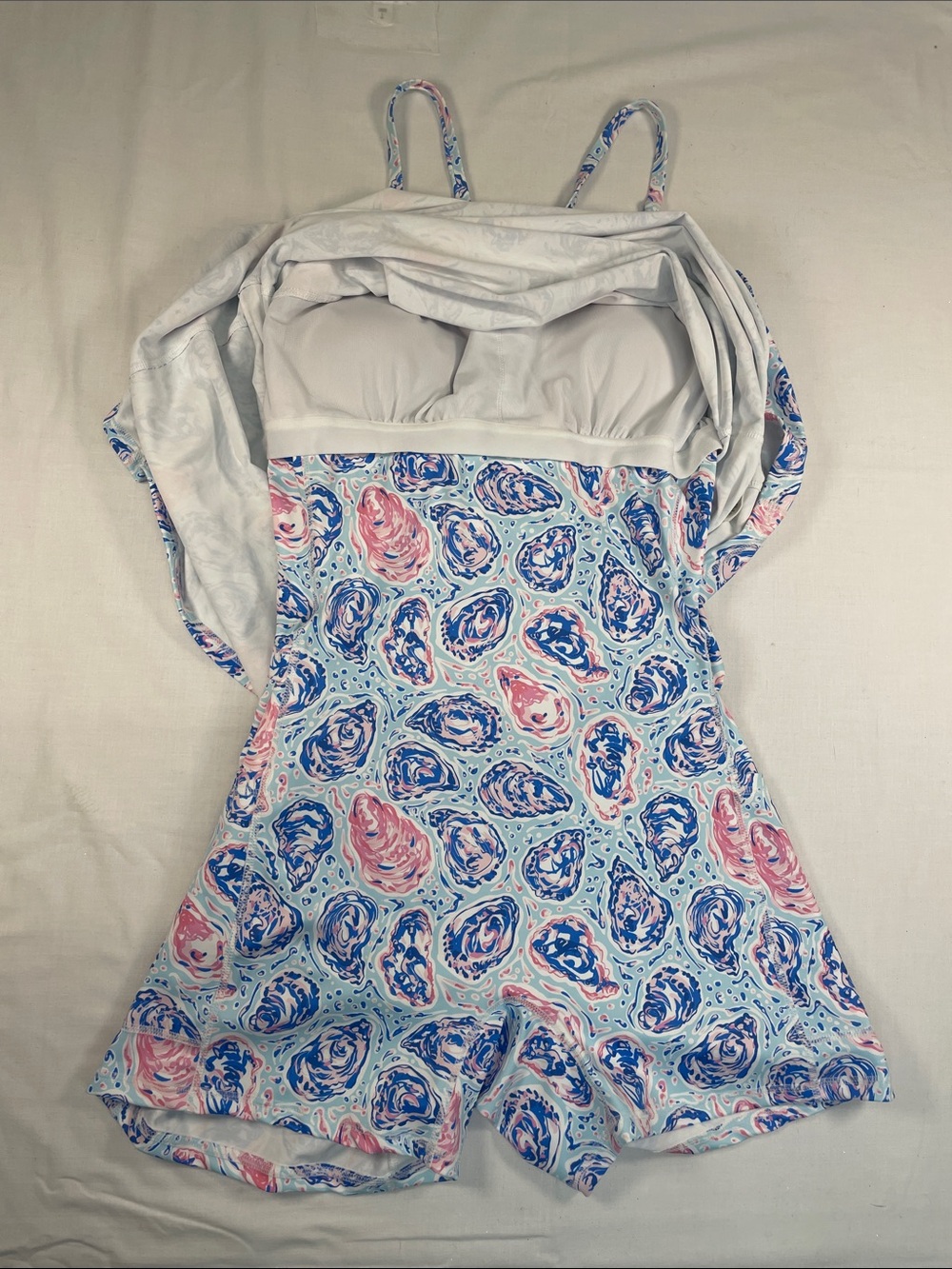 Simply Southern Blue Pink Navy Shell motif tank dress NWT L swim preppy tennis - Picture 5 of 8